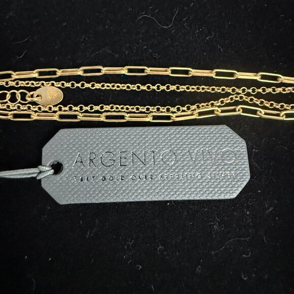 NWT Argento Vivo 18K Gold Plated Sterling Silver Double Layer Chain Anklet - Picture 4 of 9